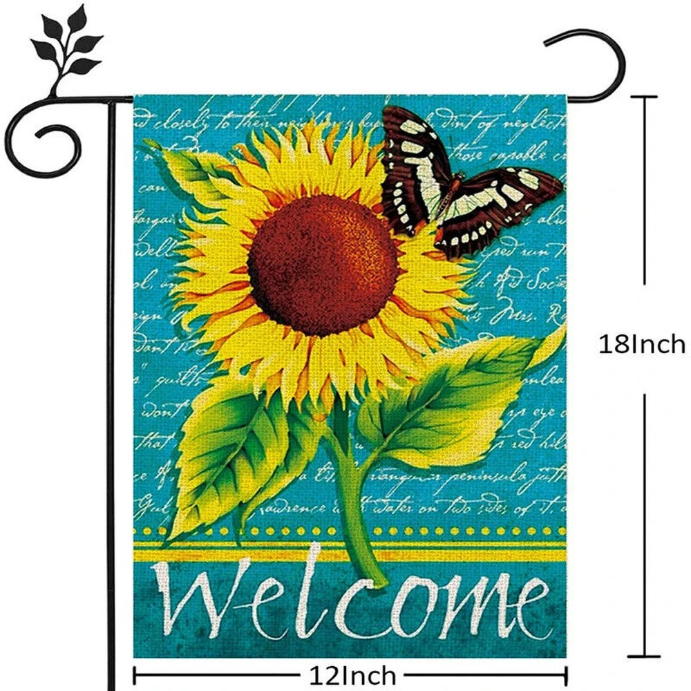 Welcome Sunflower & Butterfly Garden Flag Double Sided 12" x 18" NEW! Home & Garden:Yard, Garden & Outdoor Living:Décor:Flags Style Your Walls